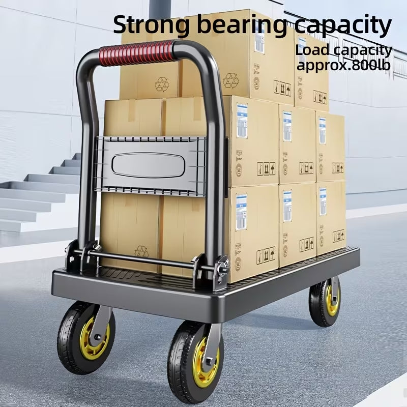 Professional Heavy-Duty Folding Flat Cart | 660 lbs Capacity Hand Truck | Silent 360° Swivel Wheels for Moving, Warehouse & Home Renovation