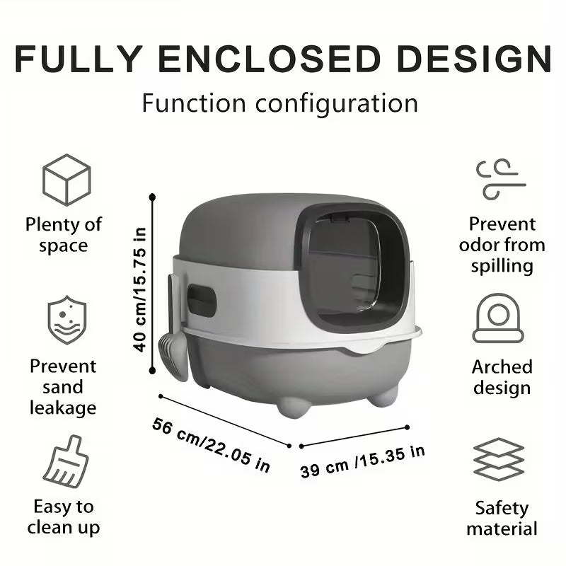 Premium Foldable Enclosed Cat Litter Box | Drawer-Style Design for Easy Cleaning | Anti-Tracking Top Exit & Scoop Included | Ideal for Small to Medium Cats
