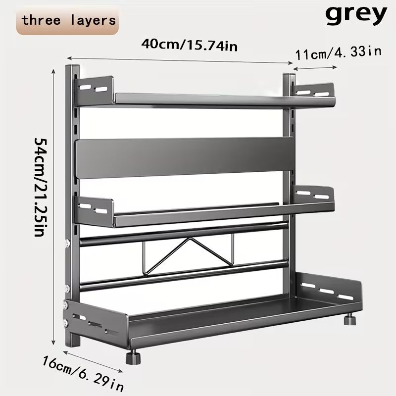 All-in-One Multi-Tier Kitchen Countertop Organizer | Integrated Knife Stand & Seasoning Rack | Space-Saving Storage for Spices, Oils & Utensils