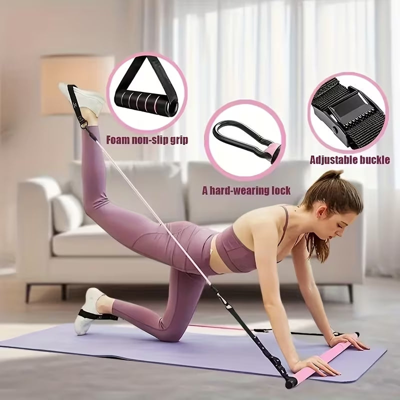 Premium 14pcs Pilates Bar Set with 6 Resistance Bands (180LBS) | Portable Full-Body Home Gym System | Yoga, Stretching & Strength Training Equipment