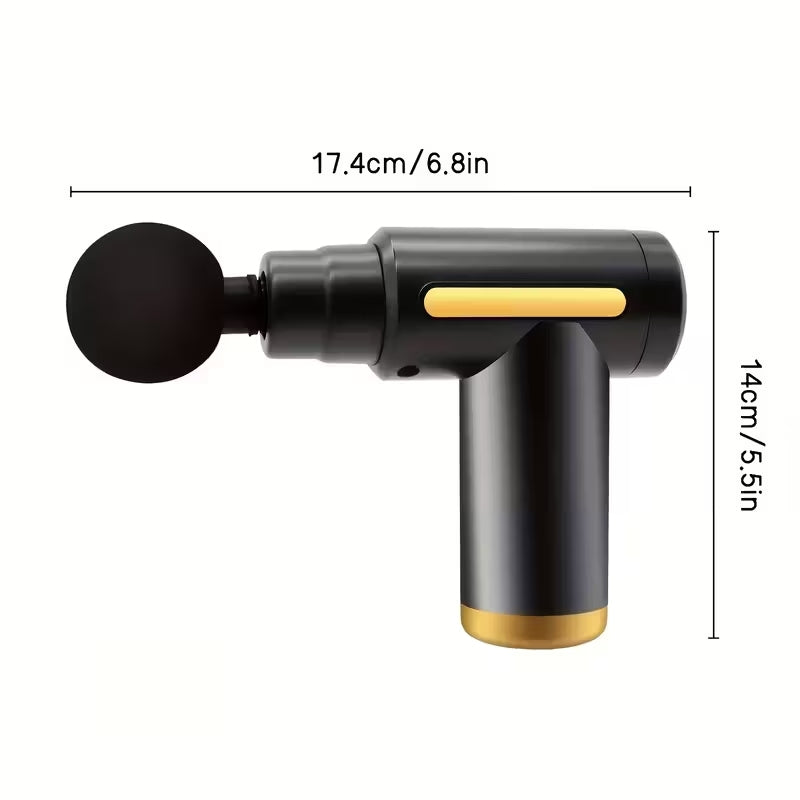 Premium Portable Deep Tissue Massage Gun | 6-Speed Muscle Recovery Fascia Gun | USB Rechargeable with 4 Interchangeable Heads