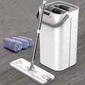 Premium Hands-Free Flat Mop & Bucket Set | Wet & Dry Dual Cleaning | 360° Swivel Space-Saving Floor Tool