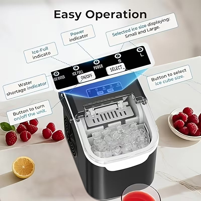 Premium Compact Countertop Ice Maker | 9 Bullet Cubes in 8 Minutes | 26lbs Daily Capacity Portable Machine for Home Bar, Office & Kitchen