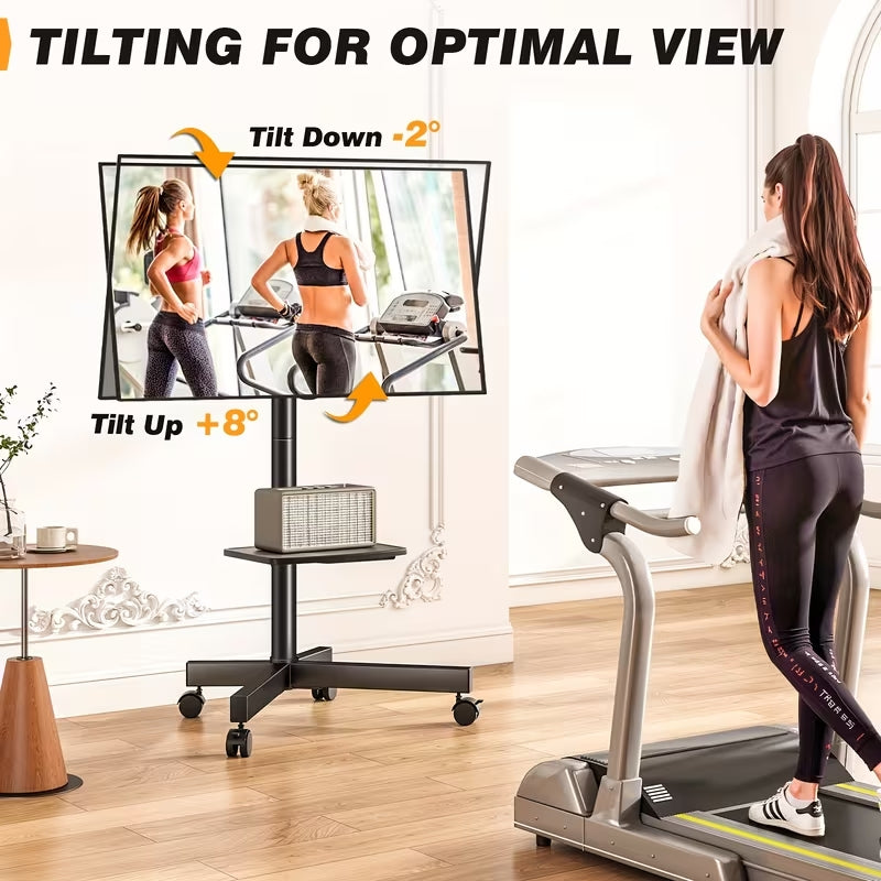 TAVR Mobile TV Cart with Wheels for 23-65 Inch TVs | Height Adjustable Stand with AV Shelf | Universal VESA 400x400, Holds 88lbs