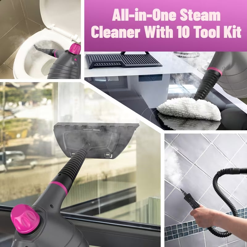 1050W Handheld Multi-Purpose Steam Cleaner | 12-Piece Accessory Kit | Chemical-Free Deep Cleaning for Home, Car & Furniture