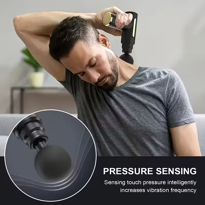 Premium Portable Deep Tissue Massage Gun | 6-Speed Muscle Recovery Fascia Gun | USB Rechargeable with 4 Interchangeable Heads