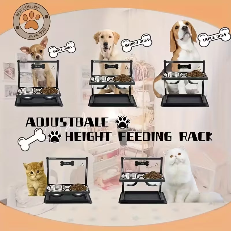Premium Adjustable Elevated Dog Bowl Stand | Raised Pet Feeder for Large & Medium Dogs | 2 Stainless Steel Bowls Included | Ergonomic Health Design