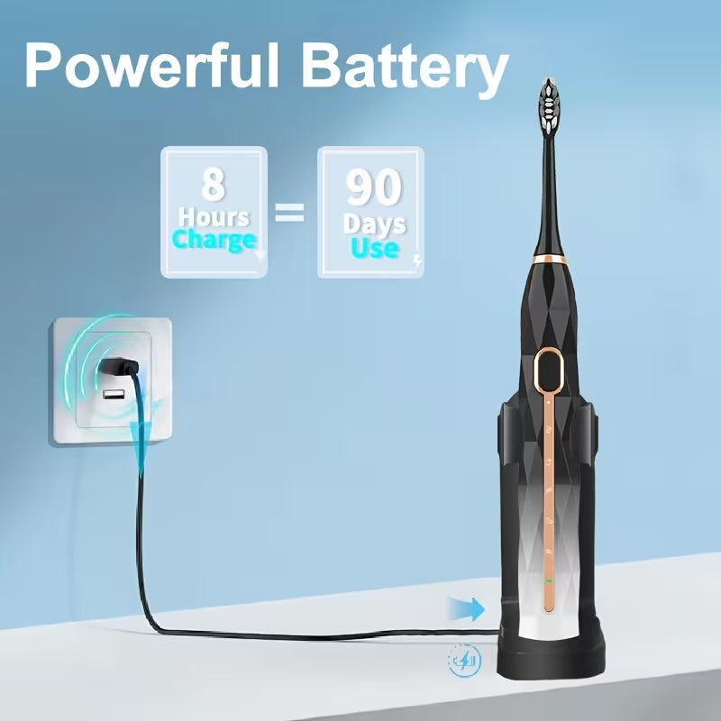Premium Sonic Electric Toothbrush | IPX8 Fully Waterproof | 8 Replacement Heads & Travel Case Included | Durable Metal Shaft & USB Charging