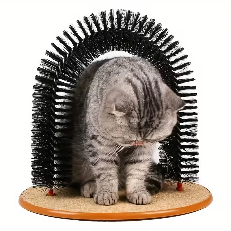 The "Purr-fect" Cat Arch Self-Groomer & Massager | 2-in-1 Scratching Post & Deshedding Brush | Durable Cat Furniture for Kittens & Seniors