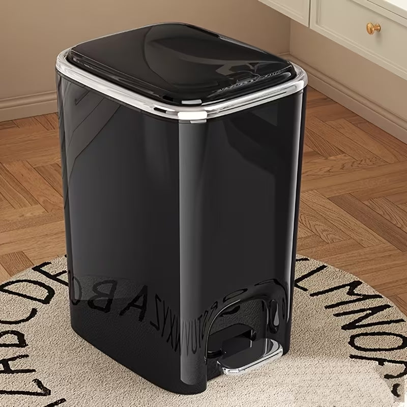 15L/3.96 Gal Slim Dual-Opening Trash Can - Chrome Plated Waste Bin with Pedal & Press Lid