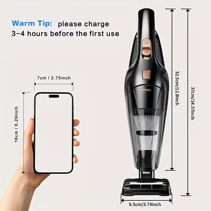 High-Power Cordless Handheld Vacuum | 4KPa Super Suction Mini Portable Cleaner | USB Rechargeable for Home, Car & Office