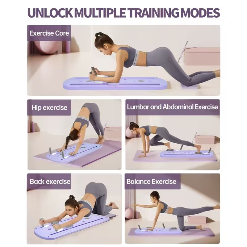 8-in-1 Multifunctional Folding Pilates Board | Full Body Home Gym Set with Resistance Bands | Portable Push-Up & Core Strength Trainer