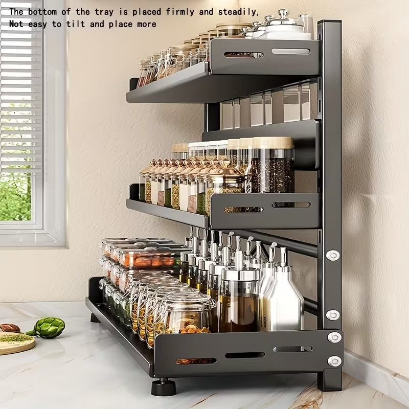 All-in-One Multi-Tier Kitchen Countertop Organizer | Integrated Knife Stand & Seasoning Rack | Space-Saving Storage for Spices, Oils & Utensils