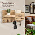 Rustic Solid Wood Wall-Mounted Entryway Shelf | Multi-Functional Floating Organizer with Key Hooks | Farmhouse Decor for Home & Office