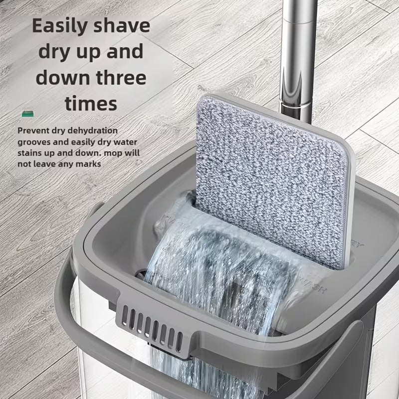 Premium Hands-Free Flat Mop & Bucket Set | Wet & Dry Dual Cleaning | 360° Swivel Space-Saving Floor Tool
