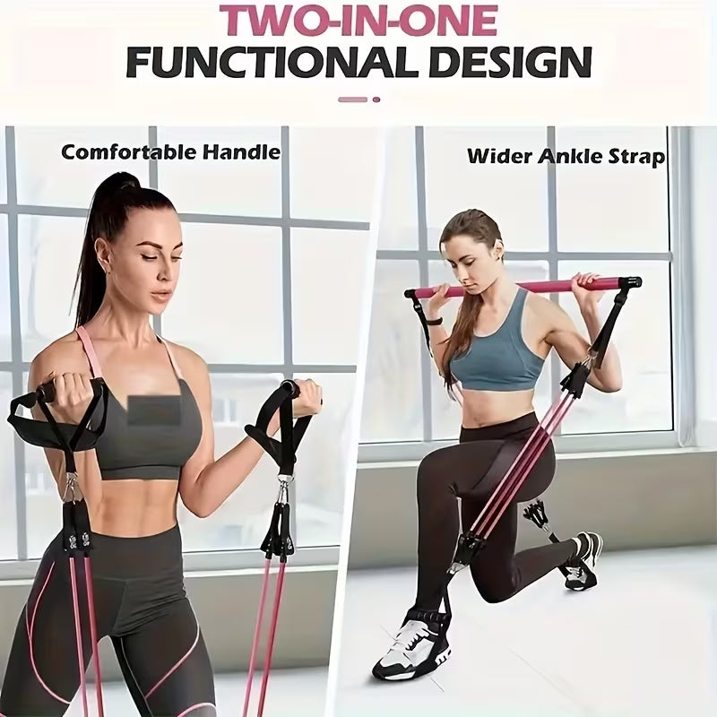Premium 14pcs Pilates Bar Set with 6 Resistance Bands (180LBS) | Portable Full-Body Home Gym System | Yoga, Stretching & Strength Training Equipment