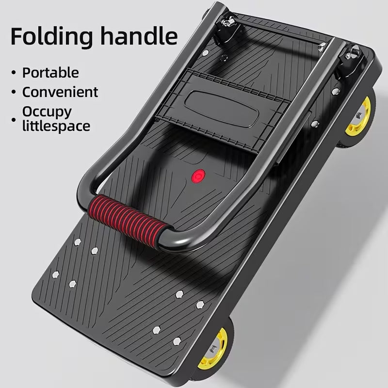 Professional Heavy-Duty Folding Flat Cart | 660 lbs Capacity Hand Truck | Silent 360° Swivel Wheels for Moving, Warehouse & Home Renovation