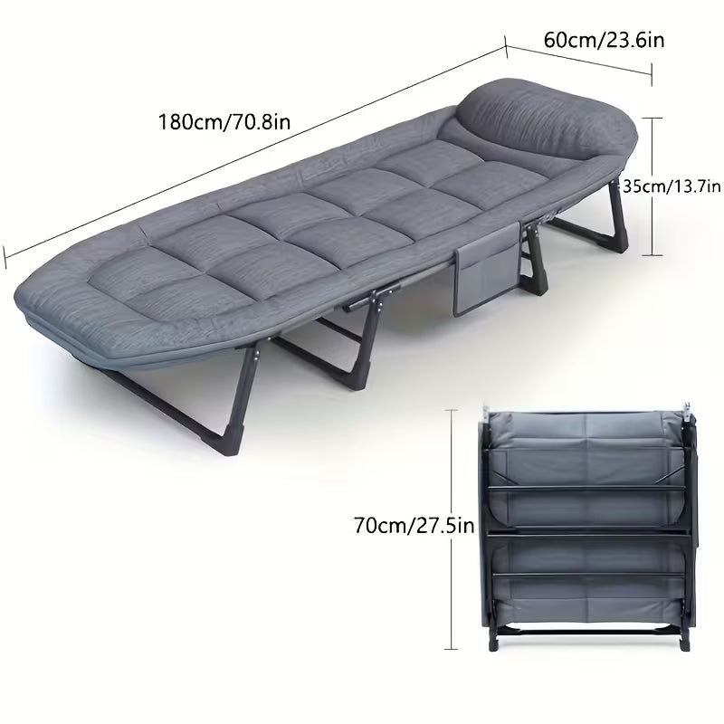Heavy-Duty 550 lbs Capacity Folding Camping Bed | 71" Adjustable Outdoor Lounge Chair | Portable Guest Cot for Travel, Beach & Home Office