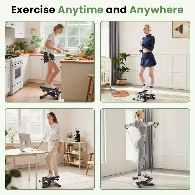 Premium Mini Exercise Stepper with Resistance Bands | Compact Full-Body Twist Motion Machine | 300lbs Capacity Portable Home Fitness Gear