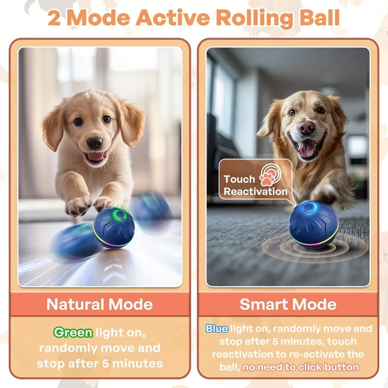 Premium Smart Interactive Dog Ball | Automatic Rolling & Jumping Toy with LED Lights | USB Rechargeable Boredom Buster for All Surfaces