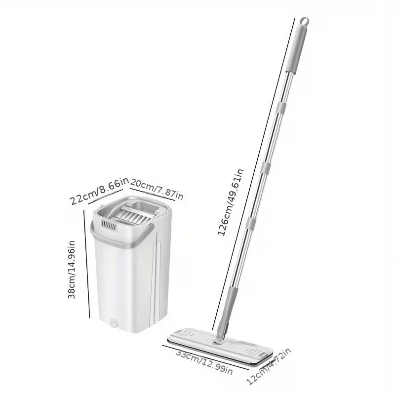 Premium Hands-Free Flat Mop & Bucket Set | Wet & Dry Dual Cleaning | 360° Swivel Space-Saving Floor Tool