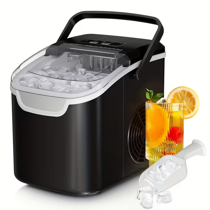Premium Compact Countertop Ice Maker | 9 Bullet Cubes in 8 Minutes | 26lbs Daily Capacity Portable Machine for Home Bar, Office & Kitchen