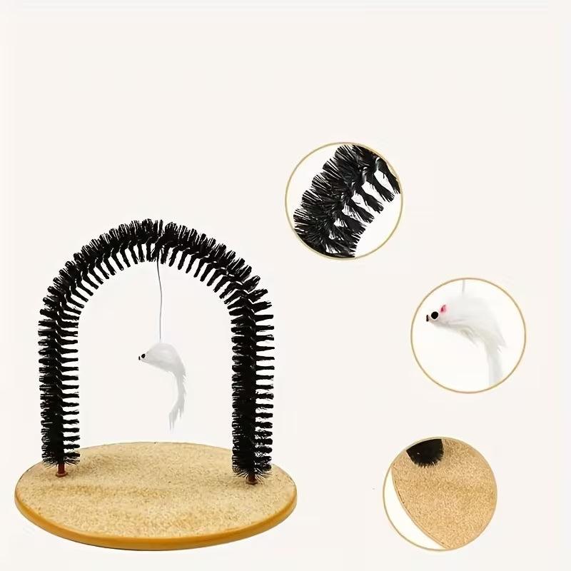 The "Purr-fect" Cat Arch Self-Groomer & Massager | 2-in-1 Scratching Post & Deshedding Brush | Durable Cat Furniture for Kittens & Seniors