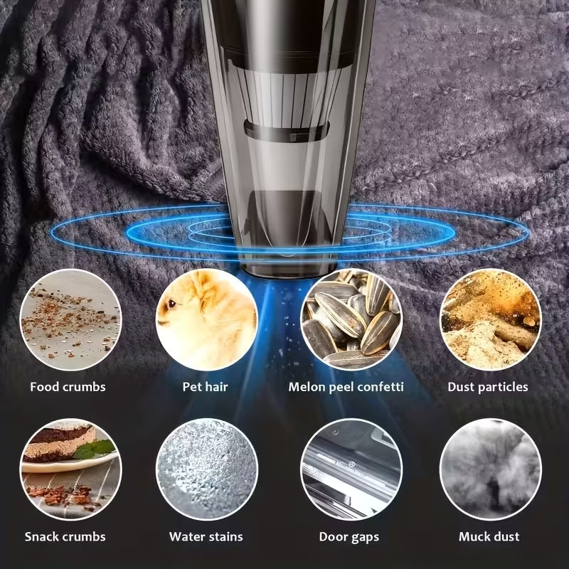 High-Power Cordless Handheld Vacuum | 4KPa Super Suction Mini Portable Cleaner | USB Rechargeable for Home, Car & Office