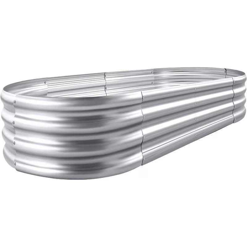 Large Oval Galvanized Raised Garden Bed - Rust-Resistant Outdoor Metal Planter Box