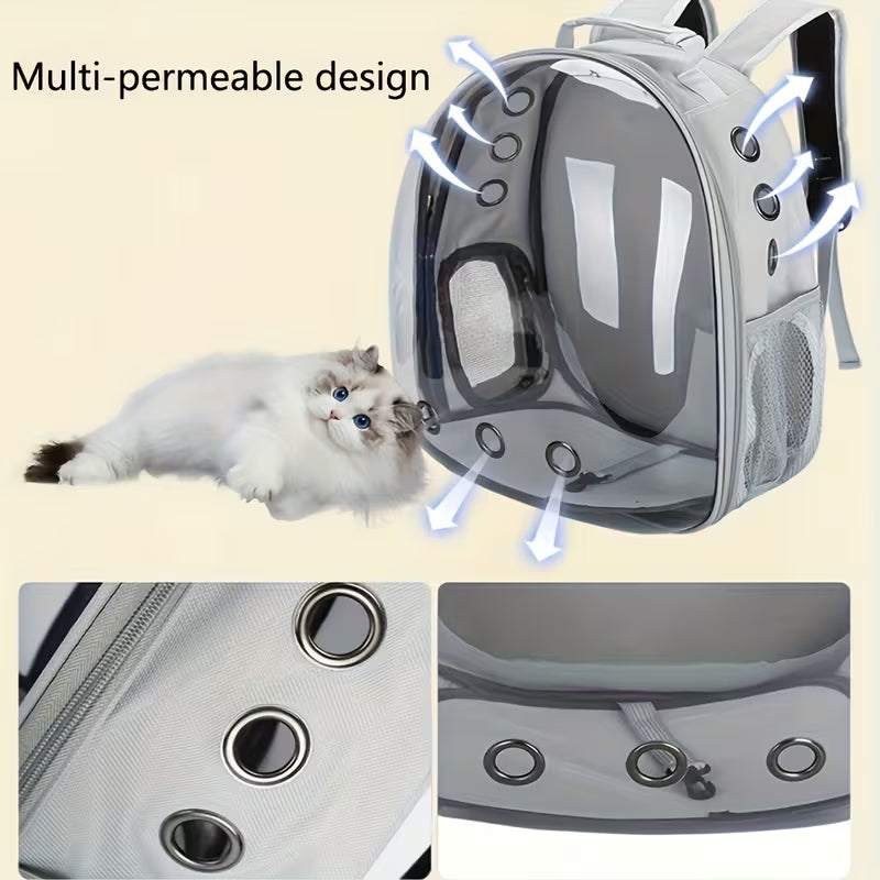 Premium Panoramic Transparent Pet Backpack | Breathable Space Capsule Carrier | Airline Approved Travel Bag for Cats & Small Dogs