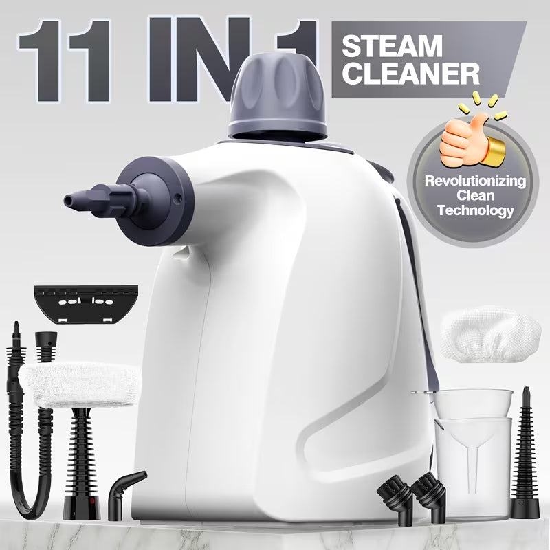 1050W Handheld Multi-Purpose Steam Cleaner | 12-Piece Accessory Kit | Chemical-Free Deep Cleaning for Home, Car & Furniture
