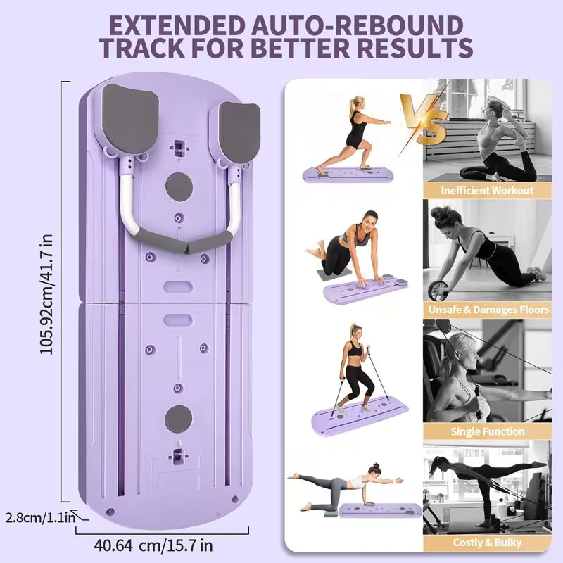 8-in-1 Multifunctional Folding Pilates Board | Full Body Home Gym Set with Resistance Bands | Portable Push-Up & Core Strength Trainer