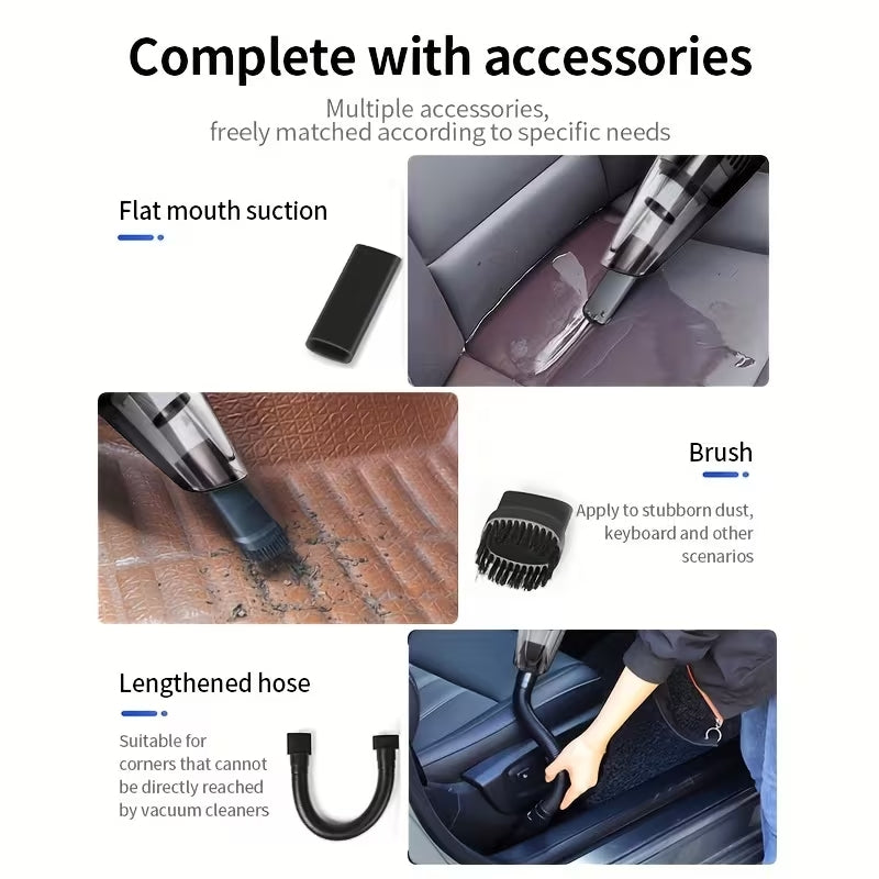 High-Power Cordless Handheld Vacuum | 4KPa Super Suction Mini Portable Cleaner | USB Rechargeable for Home, Car & Office