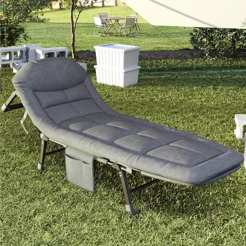 Heavy-Duty 550 lbs Capacity Folding Camping Bed | 71" Adjustable Outdoor Lounge Chair | Portable Guest Cot for Travel, Beach & Home Office
