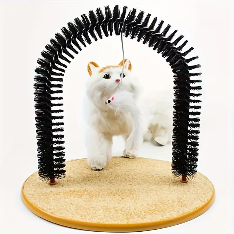 The "Purr-fect" Cat Arch Self-Groomer & Massager | 2-in-1 Scratching Post & Deshedding Brush | Durable Cat Furniture for Kittens & Seniors
