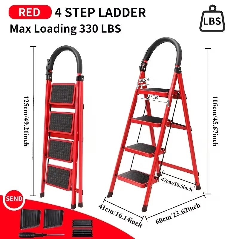 Multi-Functional Foldable Step Ladder | 3/4/5 Step Options | Portable Heavy-Duty Metal & Plastic Indoor Stairs