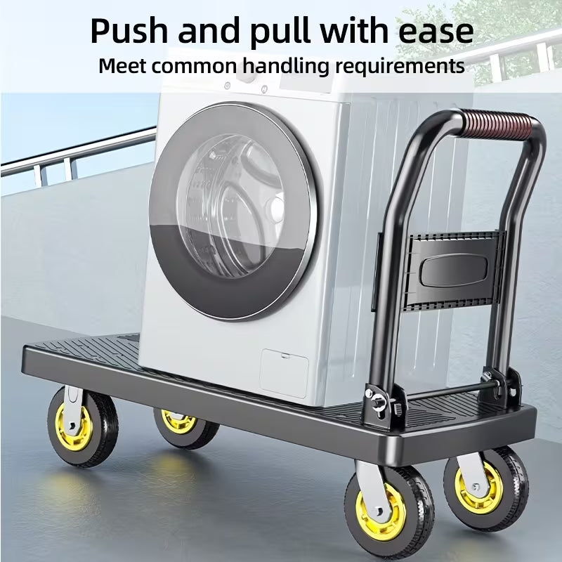 Professional Heavy-Duty Folding Flat Cart | 660 lbs Capacity Hand Truck | Silent 360° Swivel Wheels for Moving, Warehouse & Home Renovation