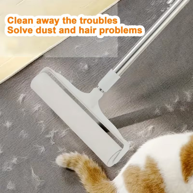Premium Long-Handled Lint Roller Set (4-Piece) | Retractable Pet Hair & Dust Remover for Floors, Carpets & Sofas | 3 Extra Sticky Refill Rolls Included
