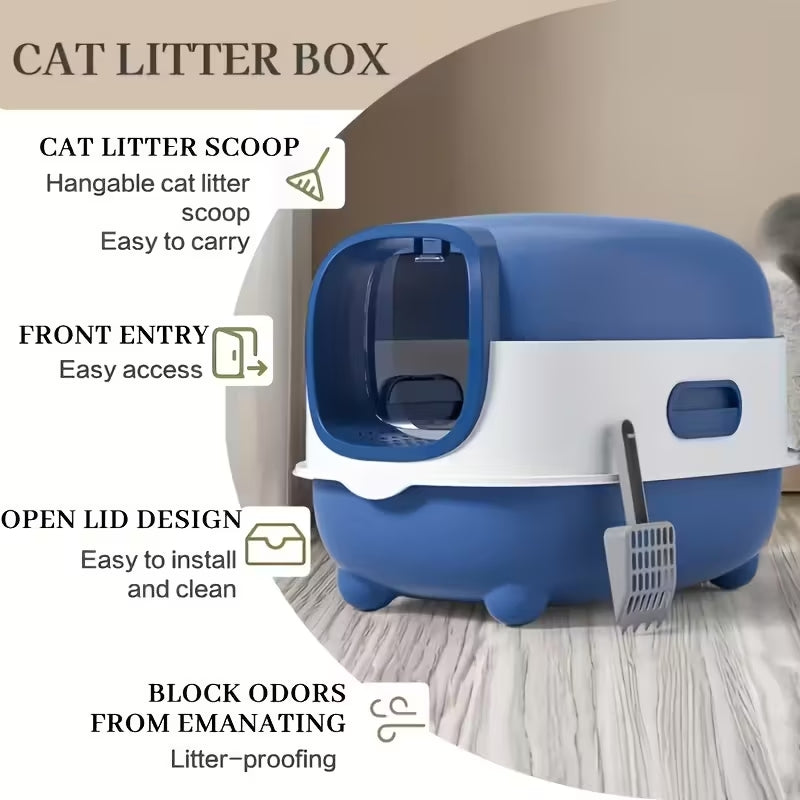 Premium Foldable Enclosed Cat Litter Box | Drawer-Style Design for Easy Cleaning | Anti-Tracking Top Exit & Scoop Included | Ideal for Small to Medium Cats