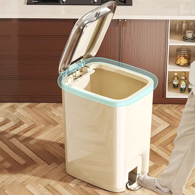 15L/3.96 Gal Slim Dual-Opening Trash Can - Chrome Plated Waste Bin with Pedal & Press Lid