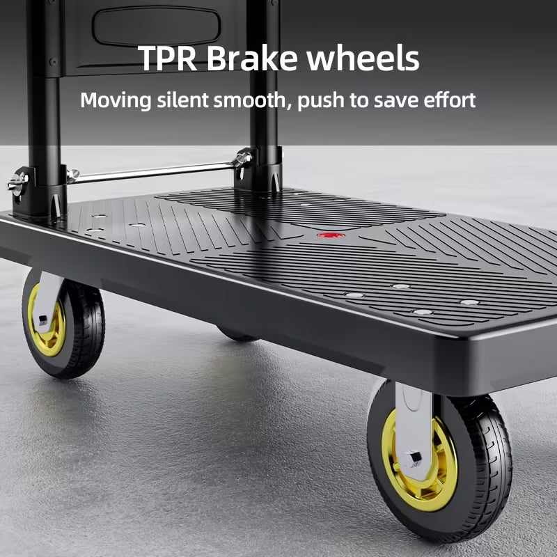 Professional Heavy-Duty Folding Flat Cart | 660 lbs Capacity Hand Truck | Silent 360° Swivel Wheels for Moving, Warehouse & Home Renovation