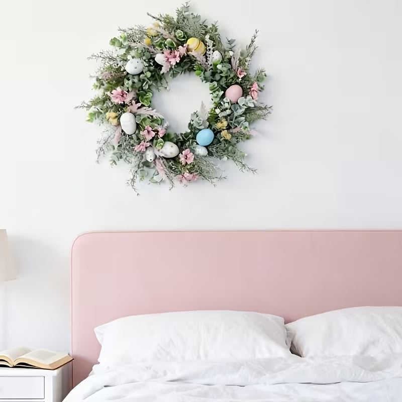 18-Inch Handcrafted Easter Egg & Floral Wreath - Spring Front Door Decor for Farmhouse & Weddings