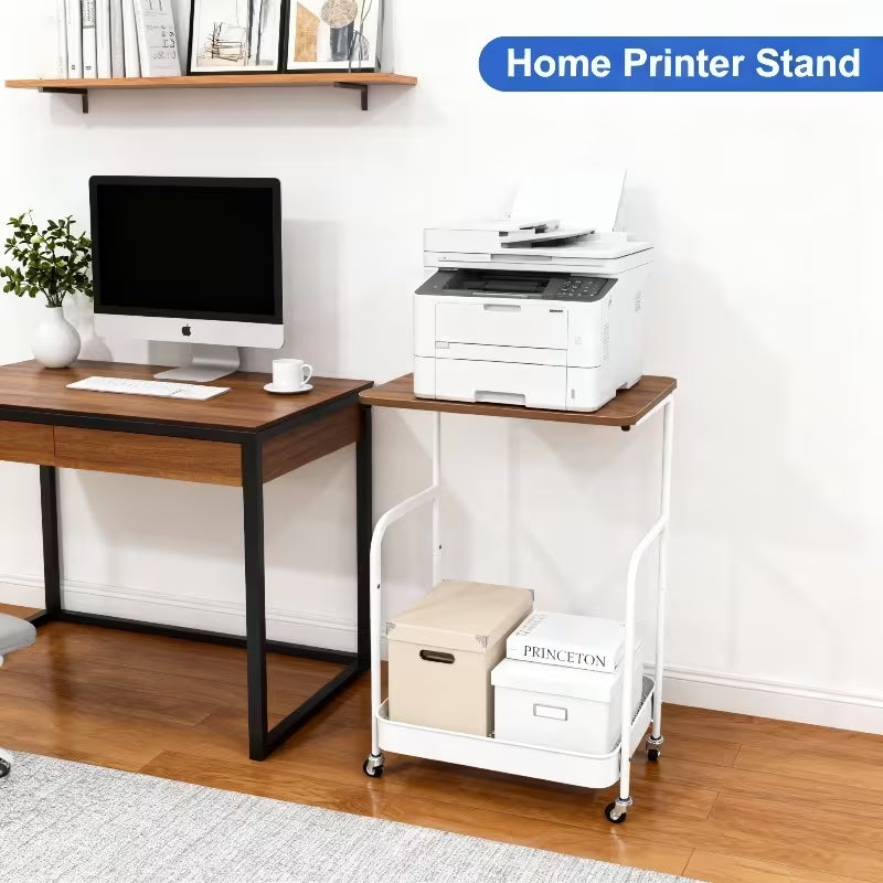 Premium 3-Tier Metal Rolling Utility Cart | Multifunctional Storage Rack with Wooden Tabletop | Heavy-Duty Mobile Organizer