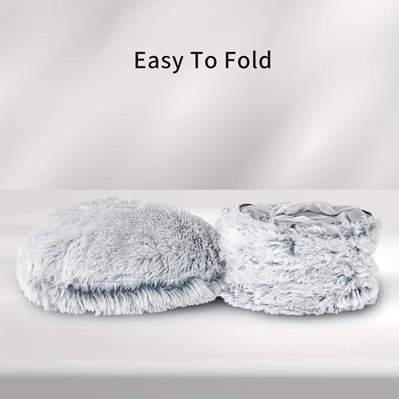 Luxury 2-in-1 Plush Cat Tunnel Bed | Ultra-Soft Winter Warm Donut Nest | Anti-Anxiety Hideaway with Interactive Toy & Peekaboo Hole