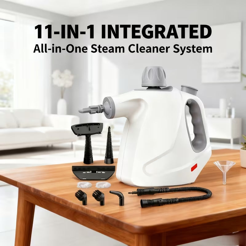 1050W Handheld Multi-Purpose Steam Cleaner | 12-Piece Accessory Kit | Chemical-Free Deep Cleaning for Home, Car & Furniture
