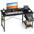 47-Inch Modern Computer Gaming Desk with 2 Fabric Storage Drawers | Versatile Home Office Study Table | Sturdy Writing Desk for Work & Education