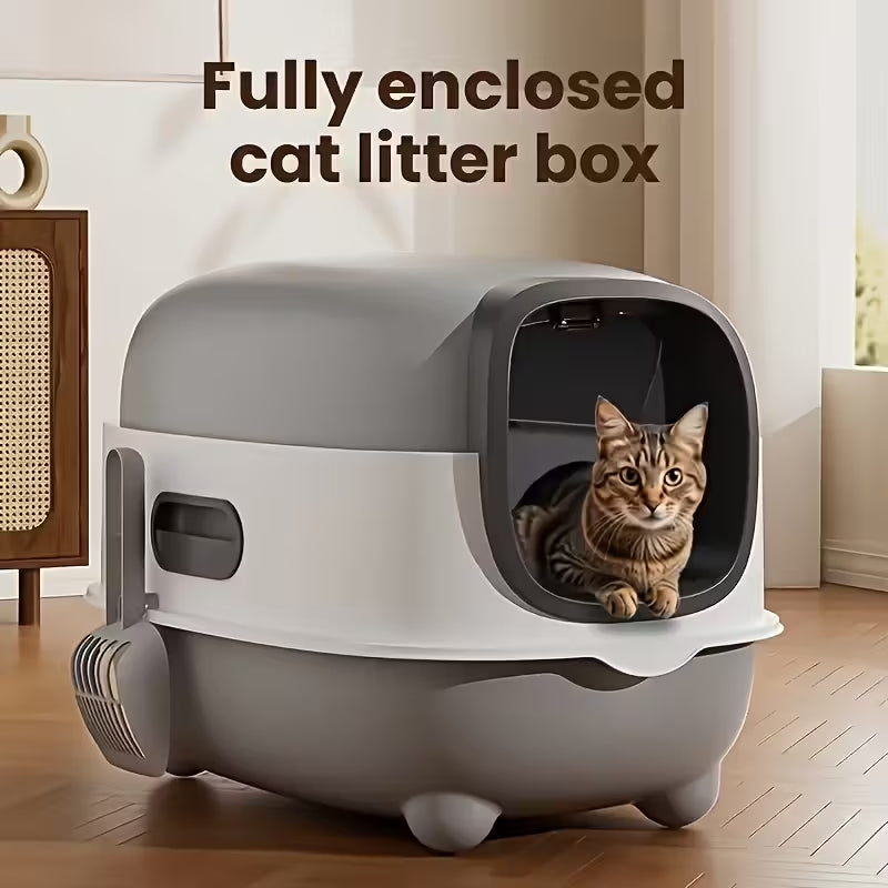Premium Foldable Enclosed Cat Litter Box | Drawer-Style Design for Easy Cleaning | Anti-Tracking Top Exit & Scoop Included | Ideal for Small to Medium Cats