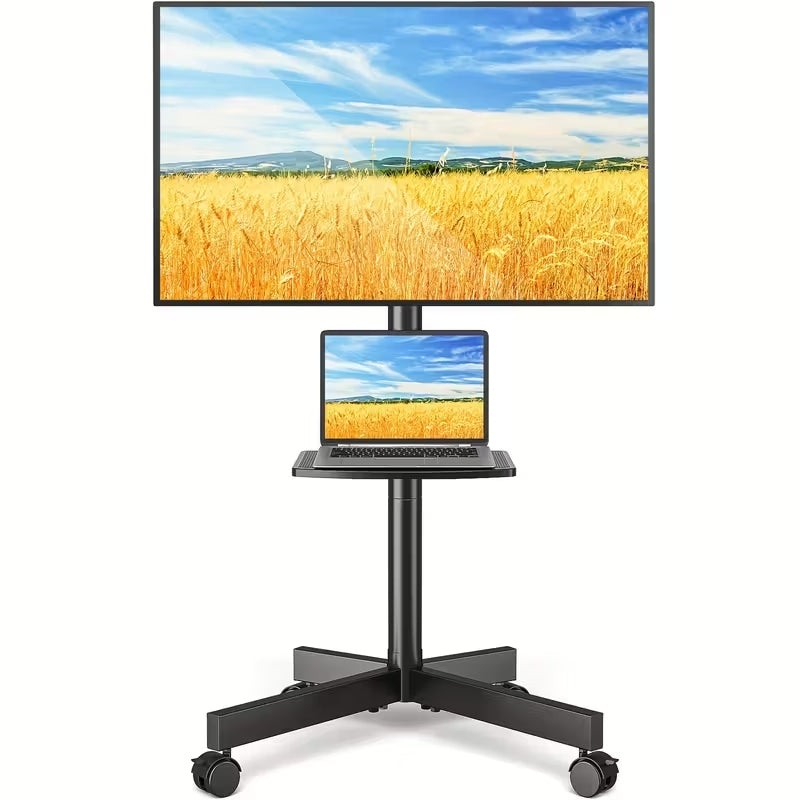TAVR Mobile TV Cart with Wheels for 23-65 Inch TVs | Height Adjustable Stand with AV Shelf | Universal VESA 400x400, Holds 88lbs