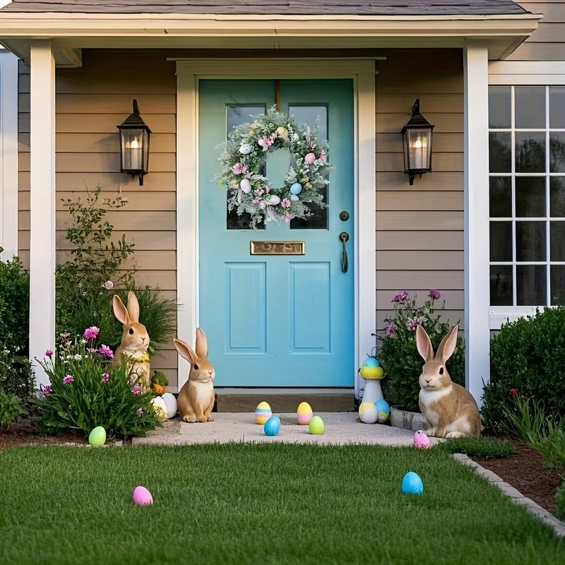 18-Inch Handcrafted Easter Egg & Floral Wreath - Spring Front Door Decor for Farmhouse & Weddings